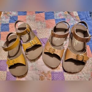 Leather Sun san salt water sandals/Sandals by hoy ,girls 10